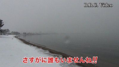 琵琶湖はまた雪です!! 真野浜から眺めた北湖は視界不良で何も見えません #今日の琵琶湖（YouTubeムービー 23/01/27）