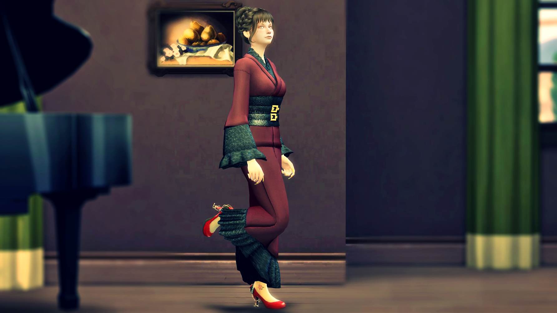 Sims4 CC レース着物とリボンヒール靴を配布します