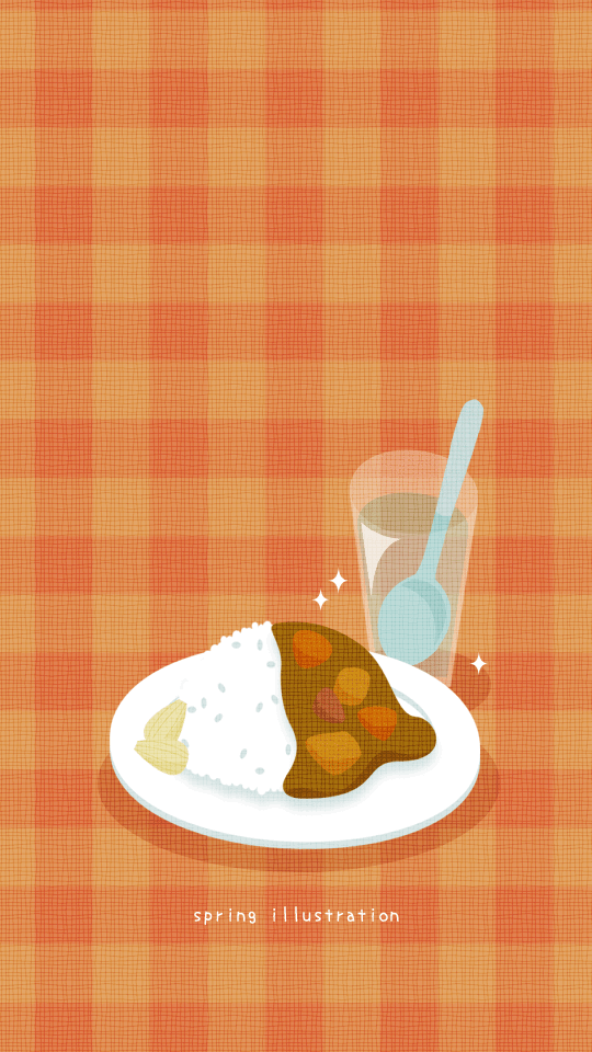 【カレーライス】食べもののイラストスマホ壁紙・背景