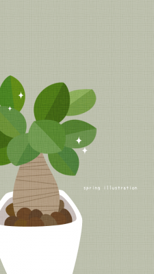 【ガジュマル】観葉植物のイラストスマホ壁紙・背景