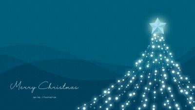【Blue Star Tree】クリスマスのイラストPC壁紙・背景