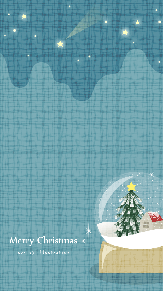 【スノードーム】クリスマスのイラストスマホ壁紙・背景