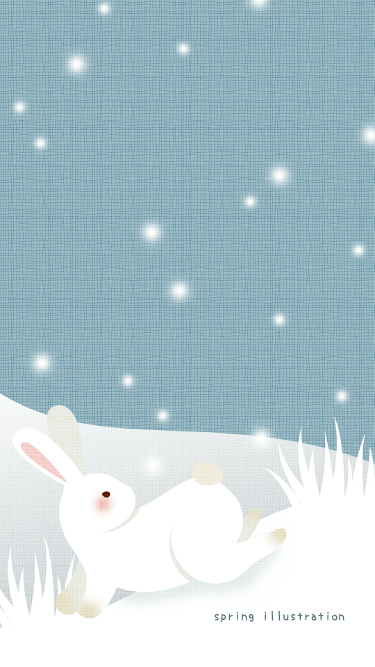 【雪うさぎ】動物のイラストスマホ壁紙・背景