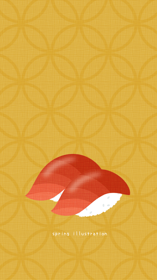 【まぐろ中トロ】寿司のイラストスマホ壁紙・背景