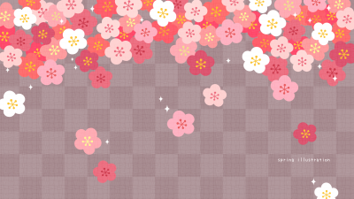 【梅花】冬の花のイラストデスクトップ壁紙・背景