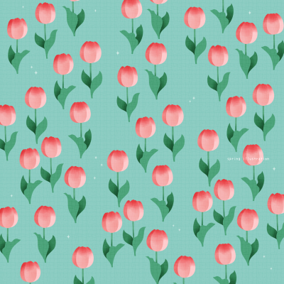 【チューリップ】春の花のイラストましかく壁紙・背景